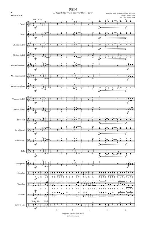 Thumbnail for FE!N composed by Travis Scott and arranged by Chris Price