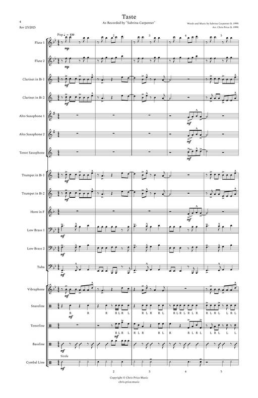 Preview image for the piece Taste arranged by