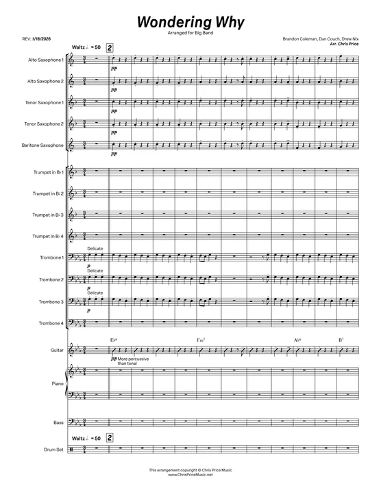 Wondering Why - sheet music preview
